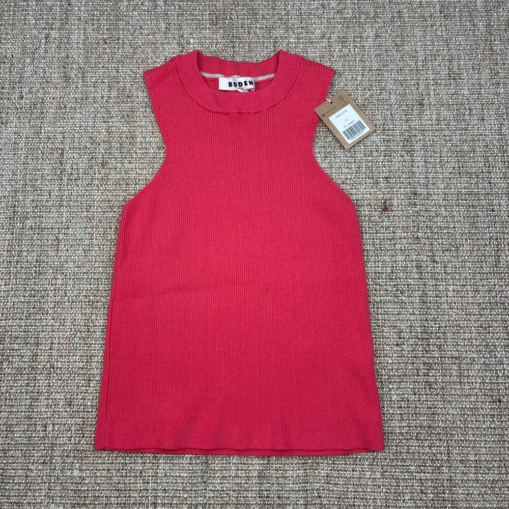 🌺 Boden Ribbed Knit Tank Top | Size Medium | Coral | NWT